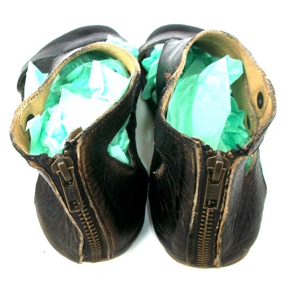 Bed-Stu Soto Rustic Boho Brown Leather Rear Zip Flat Sandals - Picture 7 of 9